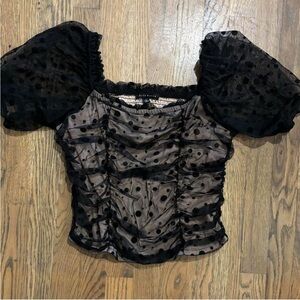 Haute Monde Polka Dot Mesh Top